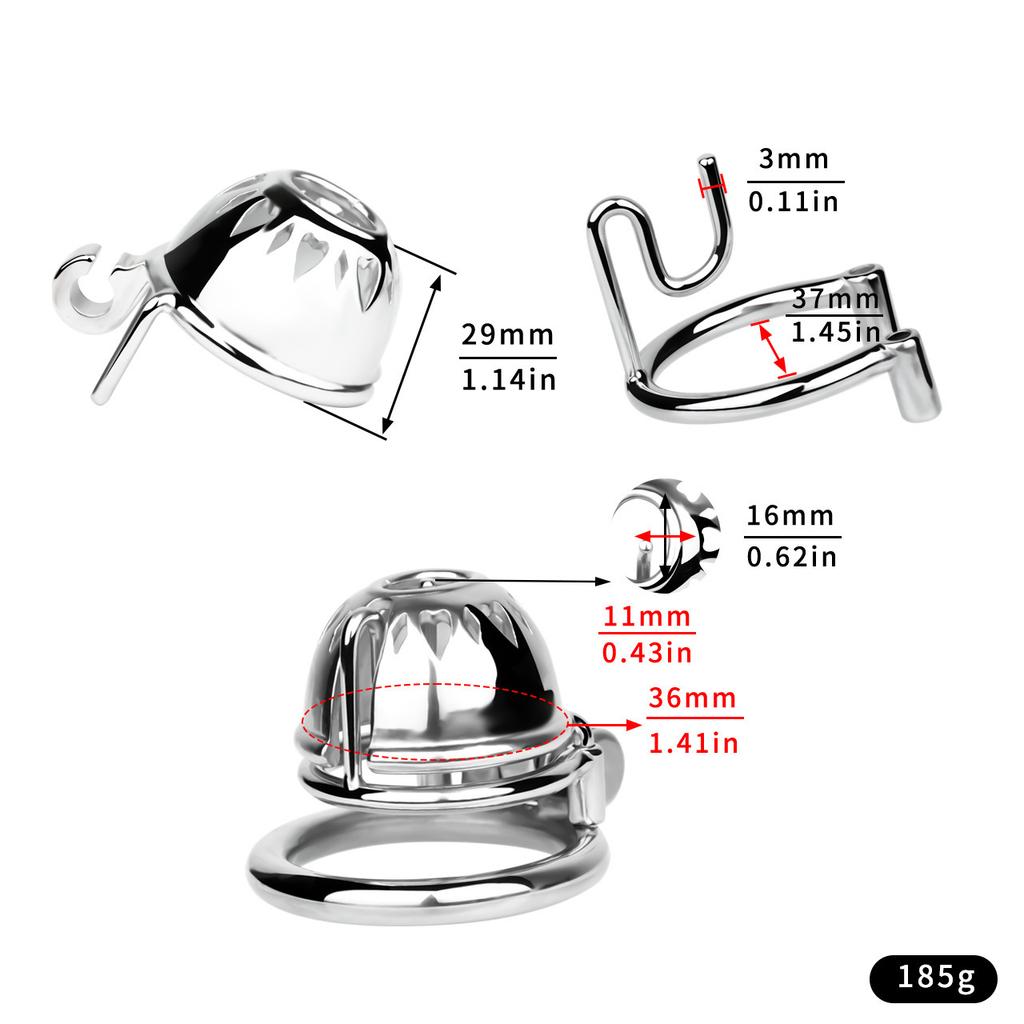 Metal Chastity Lock Stainless Steel Penis Cage Cock Ring BDSM Restraint Device for Men