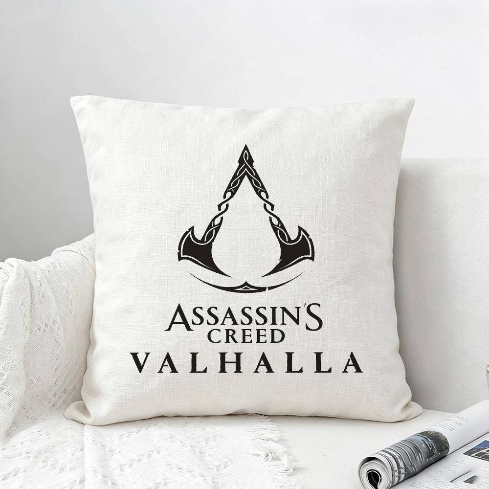 Game Assassins Creed Valhalla Cushion Cover Natural Linen Pillowcase Set AllinOne Decor for Sofa Bedroom Chair