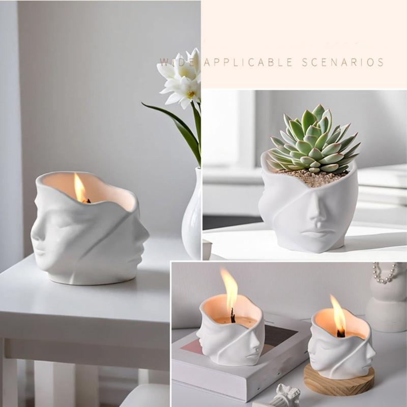 Flexible Silicone Face Mold Concrete Planter Molds Jewelry Trays Multipurpose Crafting Tool for Home Decoration Project