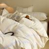 Cotton and Linen Dyed Striped Jacquard Bed Four-piece Set Simple Nordic Style Quilt Cover Bed Sheet Mattress