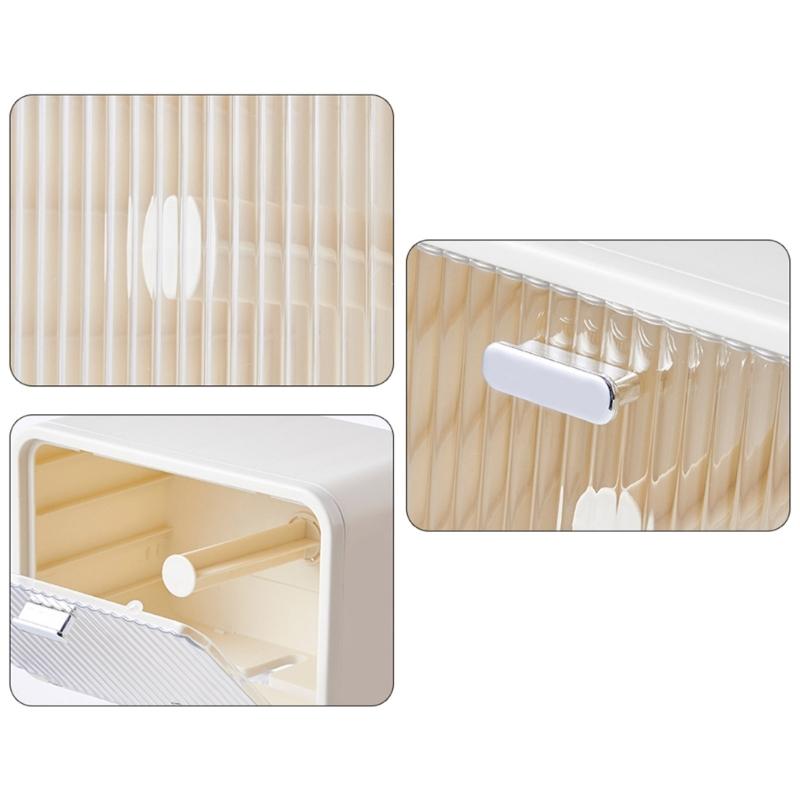 Modern Bathroom Tissue Storage Box Waterproof Adhesive Wall Mount Holds Paper Rolls Washcloths