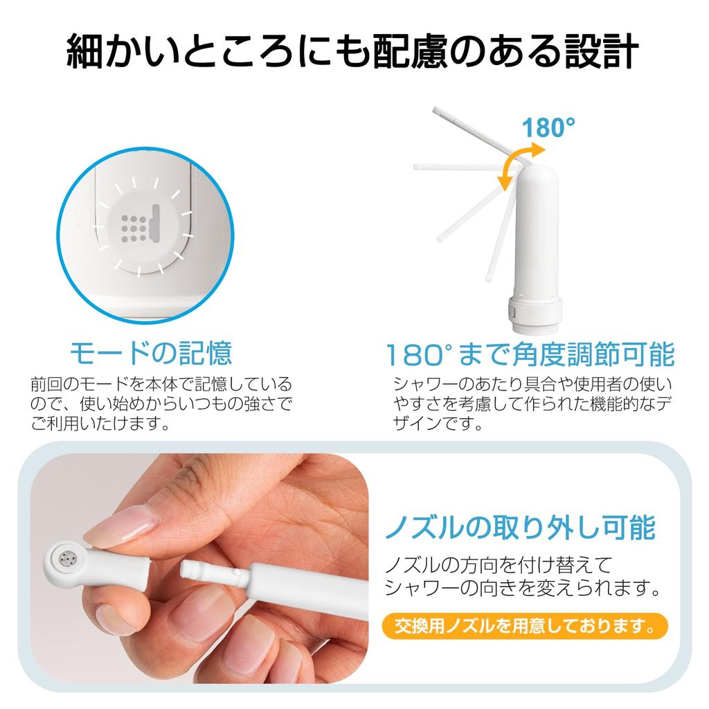 Umimile Electric Rechargeable Toilet Cleaning Travel Accessory Toilet 2 Spare and 1 USB Case Shower, Portable, White, (Includes Bag, Nozzles, Cable)