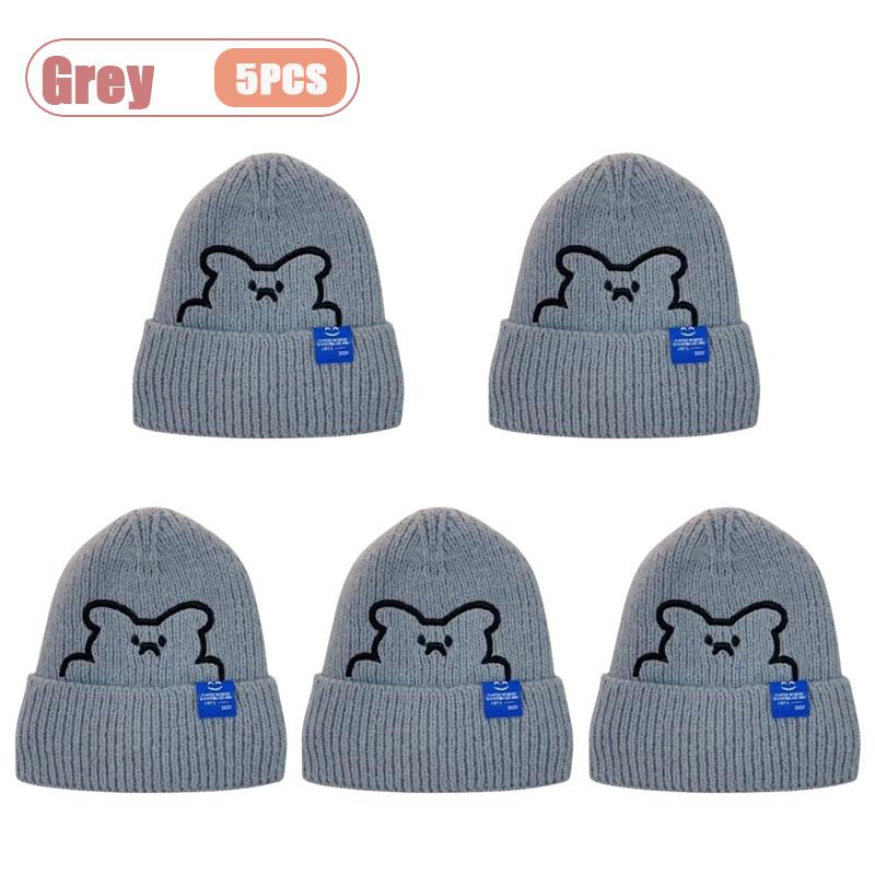 1-10PCS Winter Bear Knit Hat for Women Plush Furry Beanie with Ear Protection Warm Knitted Cap Perfect Christmas Gift