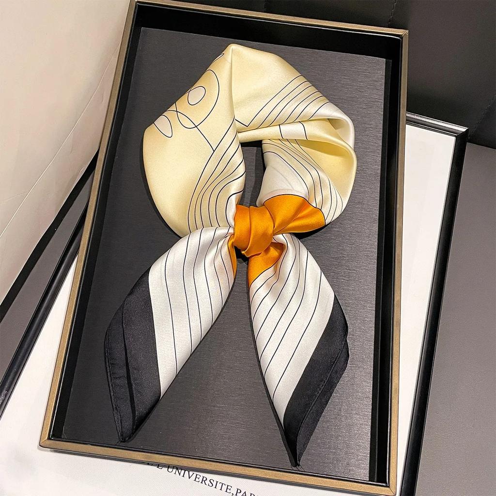 Paisley Floral Print Silk Square Scarfs For Women Decorate Neck Ties 70*70Cm Kerchief Lady Hijab Female Neckerchief Wraps Soft