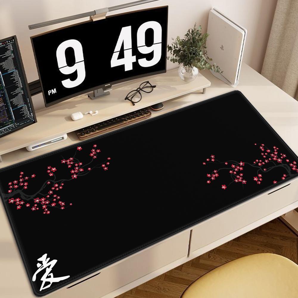 Cherry Blossom Ai Mouse Pad, Minimalist Japanese Desk Decor Cute HD Extended Gaming Keyboard Mats Large 90x40cm XXL Gamer