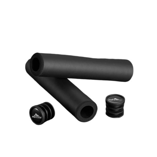 

1 пара велосипедных ручек с заглушками, силиконовые, губчатые, противоскользящие, амортизирующие, для горного велосипеда, чехол на руль, велосипедные аксессуары чёрный