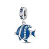FitNew Original Bracelets 100% 925 Sterling Silver Oecan Blue Sea Turtle Starfish Mermaid Charms Beads DIY Jewelry Making