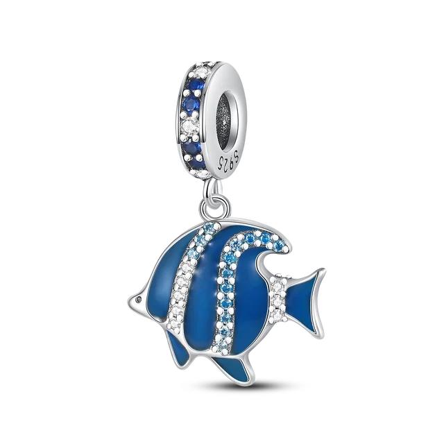 FitNew Original Bracelets 100% 925 Sterling Silver Oecan Blue Sea Turtle Starfish Mermaid Charms Beads DIY Jewelry Making