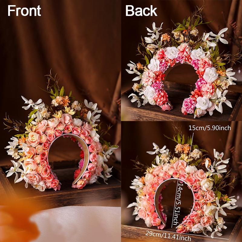 Women Head-Dress Colorful Flower Headband Hair Wreath Wedding Party Costume Headpiece for Bridal Women Fashion Hair Accessory
