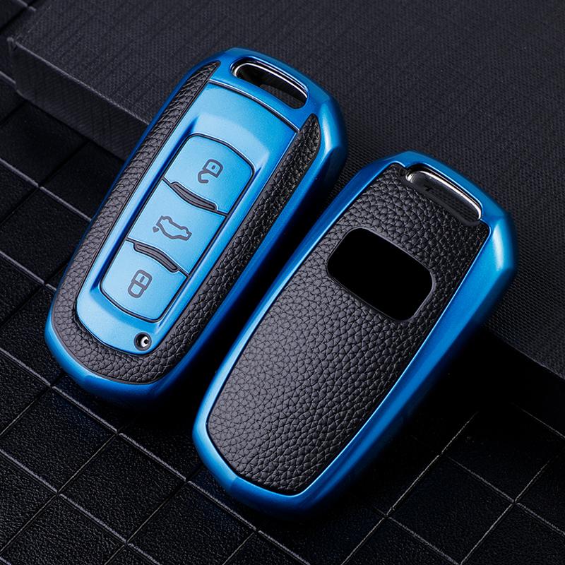 Car Remote Key Cover Protective TPU Holder Leather Case Keychain Shell Bag for Geely Boyue X6x3 New Emgrand GL GS Binrui Boyue (Blue,8.5*4*2) синий