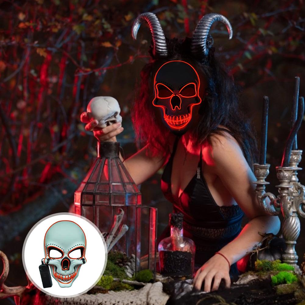 1 Stück Totenkopf LED Maske Maskerade Masken Neon Maske Licht Leuchten im Dunkeln Mascara Horror Maske Leuchtende Maske Halloween Party Maske