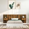 Headboard with Nightstands Smoked Oak Wood Based Material