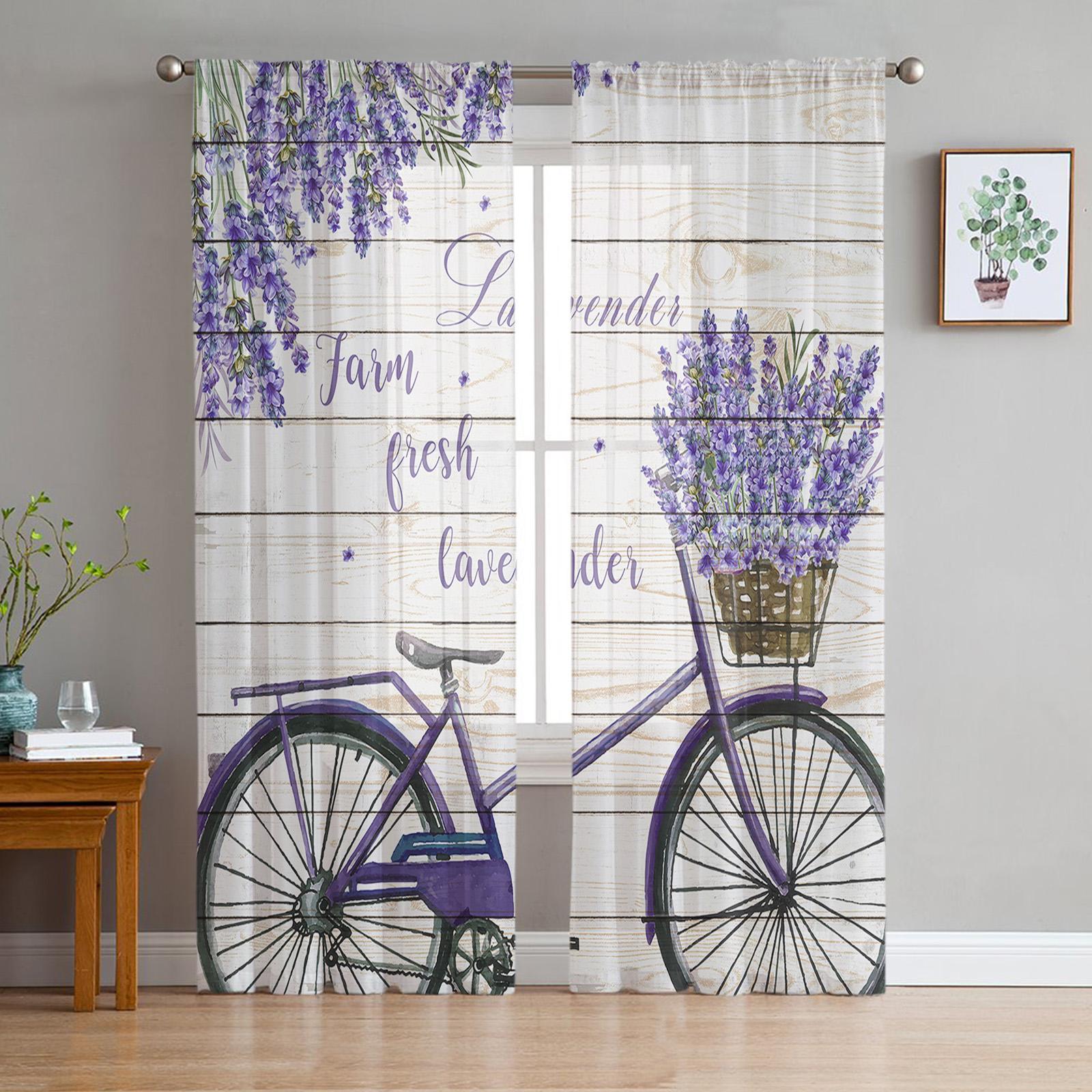 

Bicycle Girl Paris Street Romance Architecture Transparent Drapes Room Ornamentation Window Panel Drapes Cooking Area Fine Netting Voile Curtains W135 x H115cm x1&Grommet Top