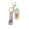 Adorable Cartoon Cat Milk Tea Keychain Cute Acrylic Keyring For Couples And Friends