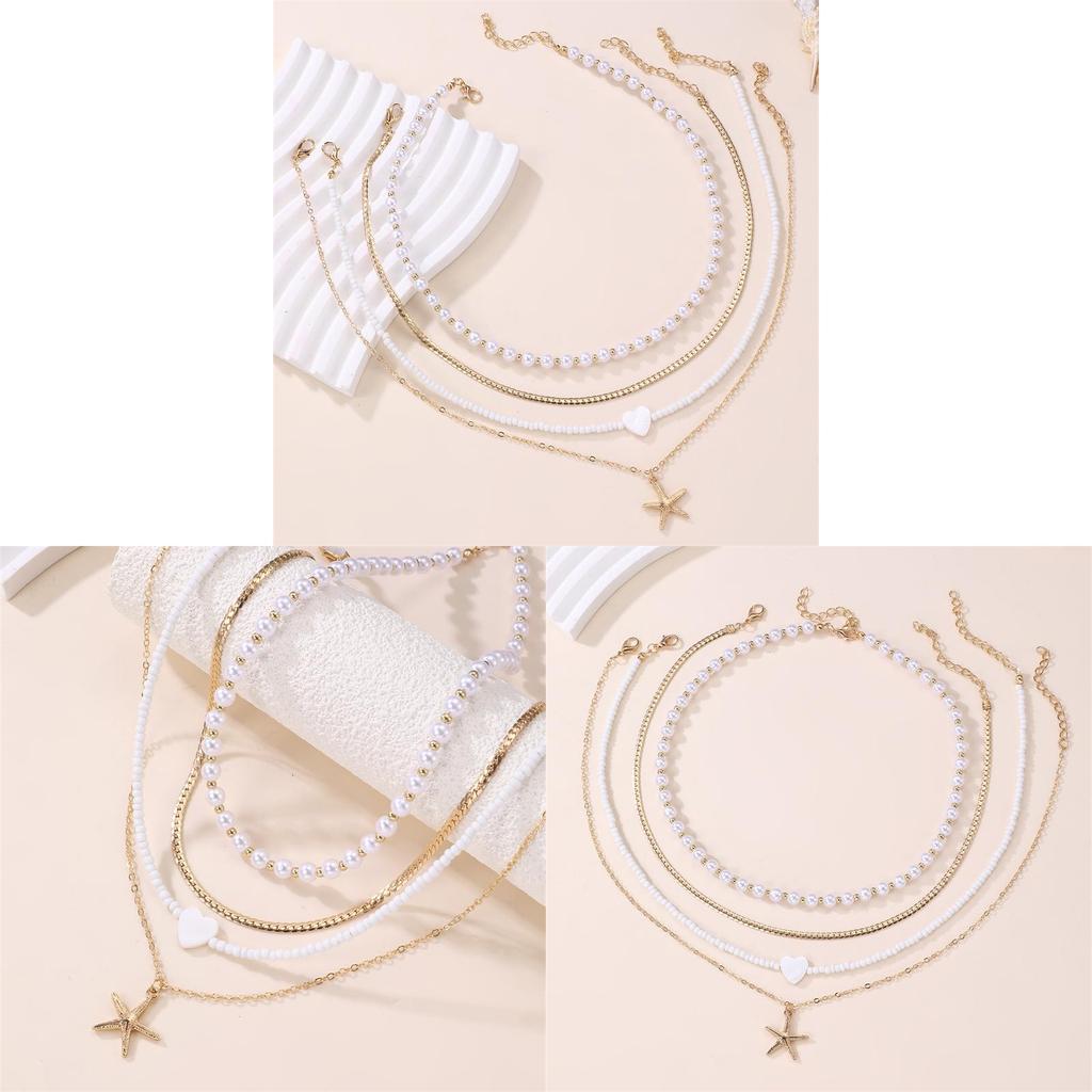 Punk Style Geometric Necklace Set For Women With Zinc Alloy Material And Heart Lock Pendant