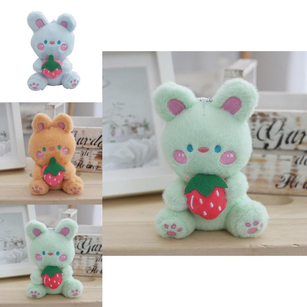 Plush Cute Adorable White Rabbit Keychain Creative Fruit Bunny Plush Toy For Girls