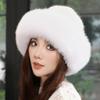 Neue stilvolle Beanie Hüte für Frauen Winter Warme Flauschige Knochen Kappe Weiche Außen Dicke Natürliche Fuchs Pelz Hut Weibliche Kuppel hüte