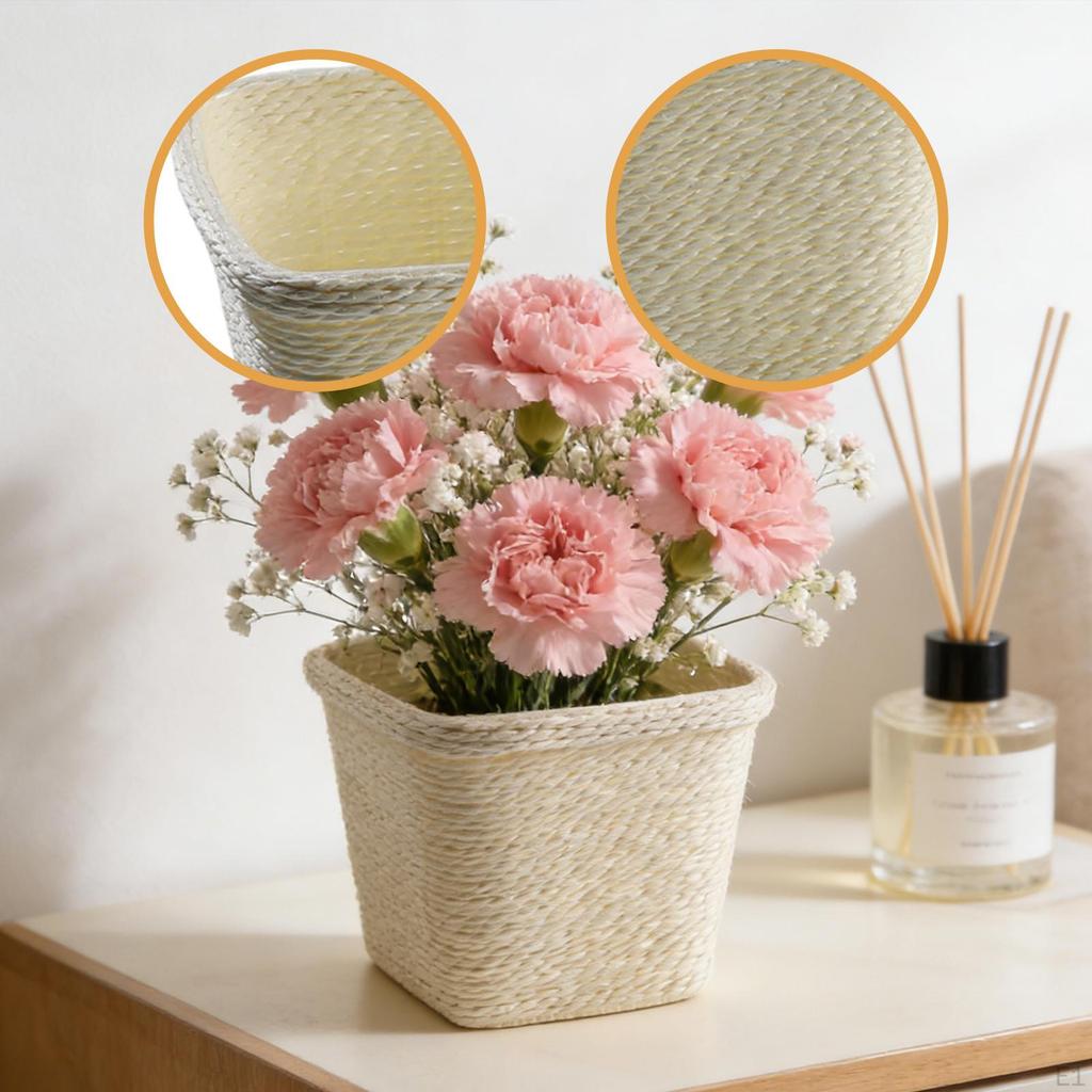 Woven Plant Basket Flower Pot Cover Rustic Container,Flowerpot for Garden Patio Balcony