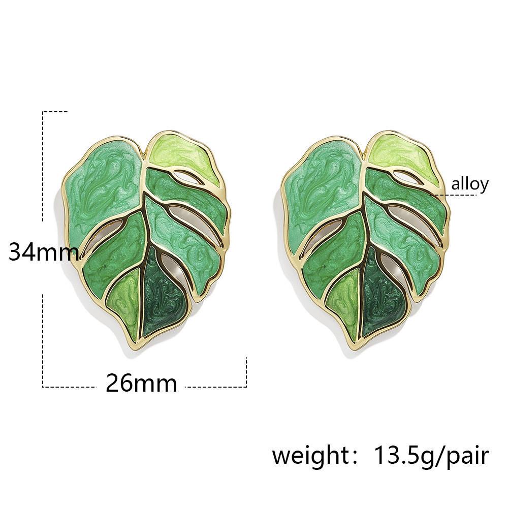 Leaf Exquisite Green Earrings For Women Alloy Material Summer Chic