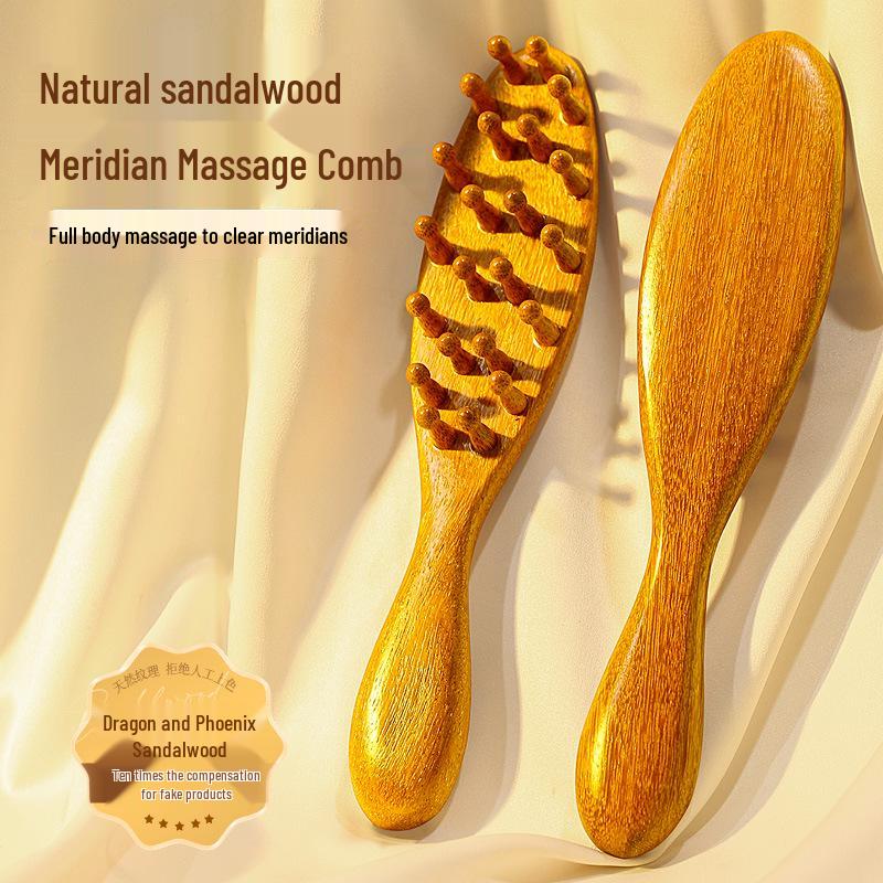 Sandalwood Round Disc Scalp Massage Comb for Hair Nourishing and Follicle Health