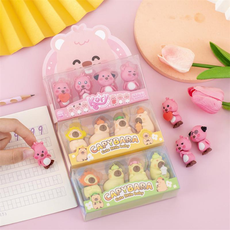 Random Color Creative Cute Guinea Pig Beaver Boxed Eraser Set Student Stationery Children's Day Final Prize Gift Christmas