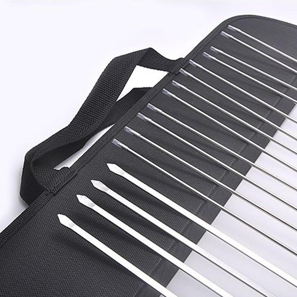 Szpikulce do grilla 10 sztuk Stal nierdzewna Kebab z drewnianymi uchwytami Długie wielokrotnego użytku Narzędzia do grillowania Stal nierdzewna Odporna na rdzę Grill