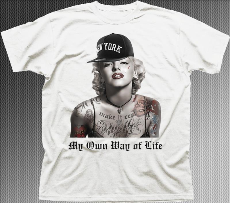 

Tattoo Marylin Monroe vintage movie star Rockabilly printed cotton t-shirt Z9813 5XL різнокольоровий