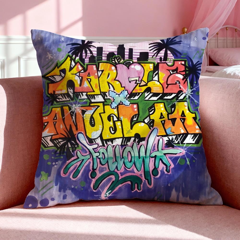 Singer K-Karol G Cushion Cover Breathable Linen Pillowcase Summer Odorless Eco-Friendly Invisible Zipper Washable