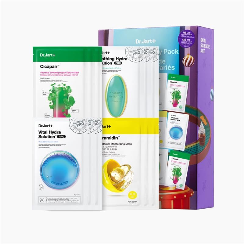

Dr.Jart+ Mask Variety Pack 12 Moisturizing, Skin Barrier, Firmness, Elasticity, Dry Skin, Sensitive Skin, Cica, Ceramide, Hyaluronic Acid, Sheet