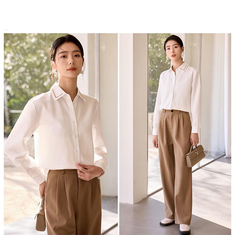 Women's Embroidered Lace Lapel Long Sleeve Shirt