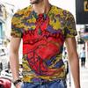 Illustrazione artistica dei tarocchi Motivo T-shirt da uomo stampata in 3D Moda casual Cool Street Harajuku Personalità Camicia stile 3D