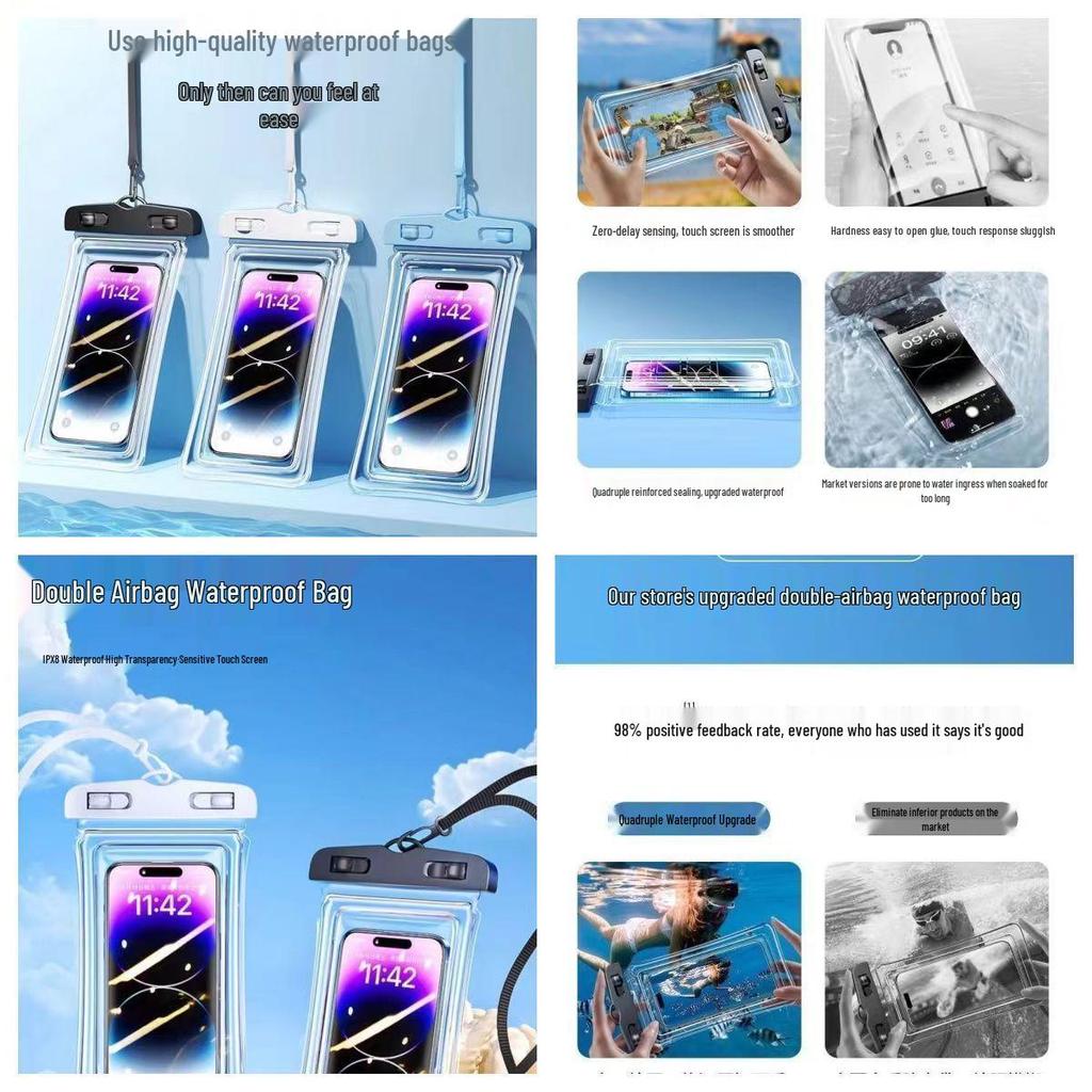 Three-Pack 0.01 Waterproof Phone Bags for Underwater Use