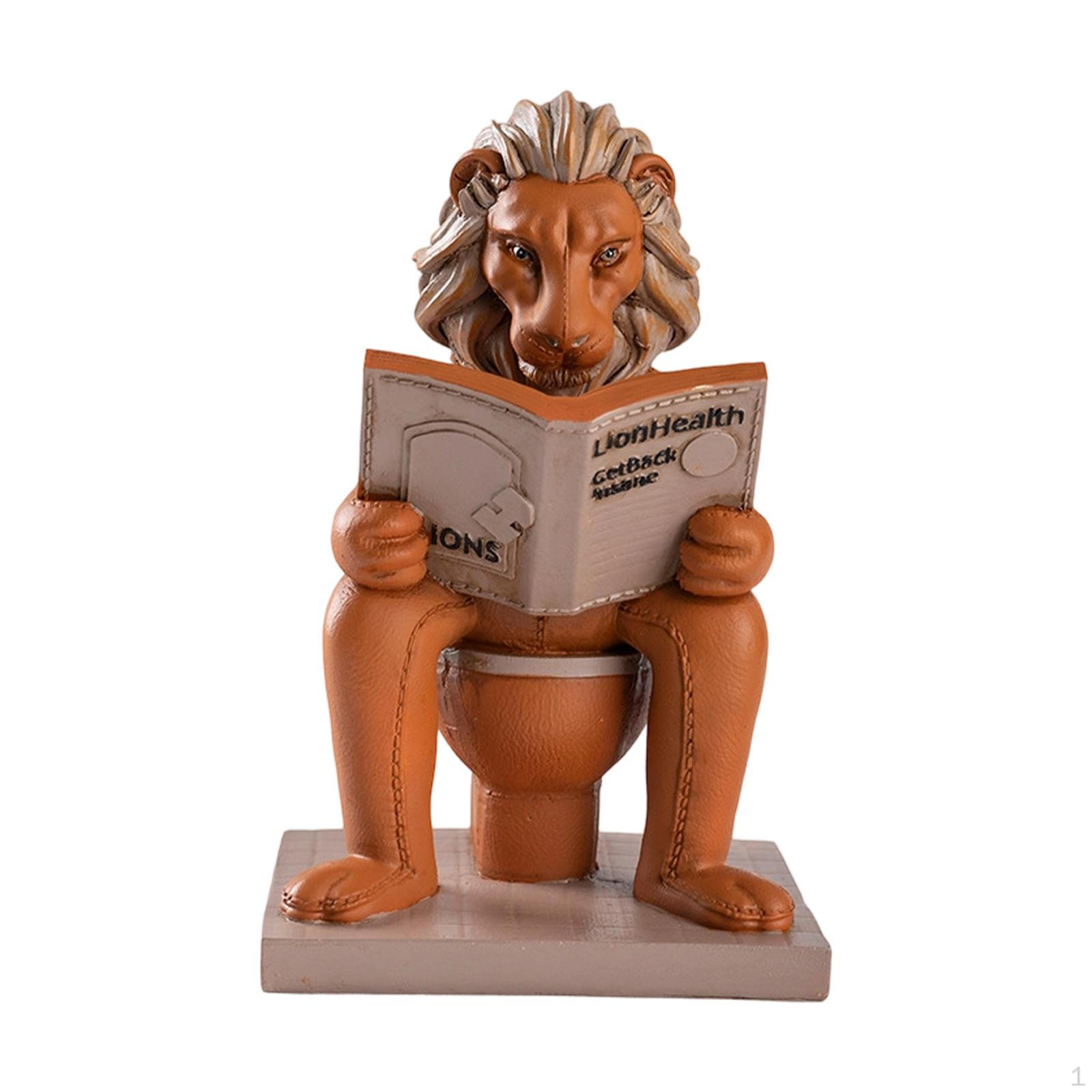 

Nordic Design Reading Lion Figurine Art Sculpture Table Centerpiece Statue Ornament for Entryway Orange