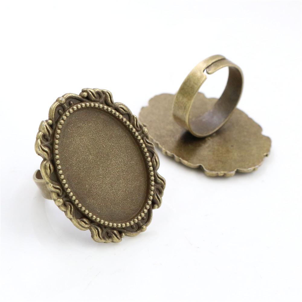 18x25mm 5pcs Antique Silver Plated/ Bronze/Black Brass Oval Adjustable Ring Settings Blank/Base,Fit 18x25mm Glass Cabochons