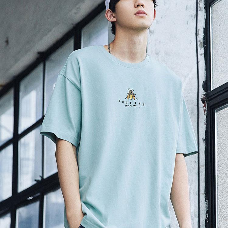 Li Ning Bad Five Multi Pocket Sports Basketball Series Round Neck Loose Sports T-Shirt Men Tops Gray-Mist-Green AHSQ307-5