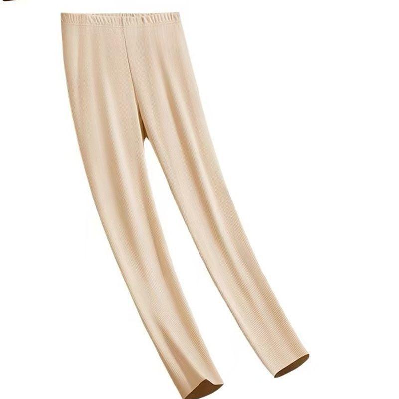 Women Thickened Fleece Thermal Underwear Set With Built In Chest Pad Slim Long Sleeve Top And Long Pants