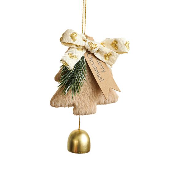 Christmas Wind Chime Ornament Plush Furry Tree Bell Pendant Decorative Doorbell Ornament for Tree Car Home Holiday Decor