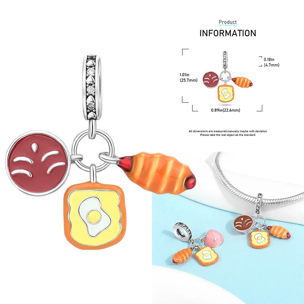 New copper Delicious Food Cake Bread Charm Bead Charms Compatible With Authentic BraceletsBangle Do It Yourself Bead Charms for Women Birthday Jewell
