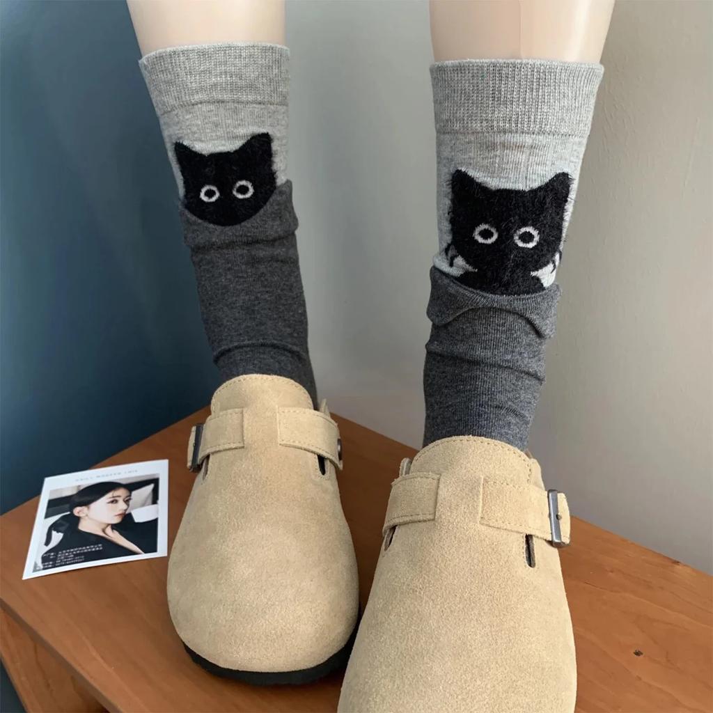 Herbst Winter Katze Cartoon Wadenlange Socken Kawaii Niedlich Warme Socken Baumwolle Zuhause Schlaf Socke Weich Bequem Täglich Tragen Geschenk