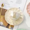 Souvenir Coffee Cup with Spoon Pearl Glaze Mug Saucer To Give Customers Gifts To Drink Water In The Office Cup Fresh