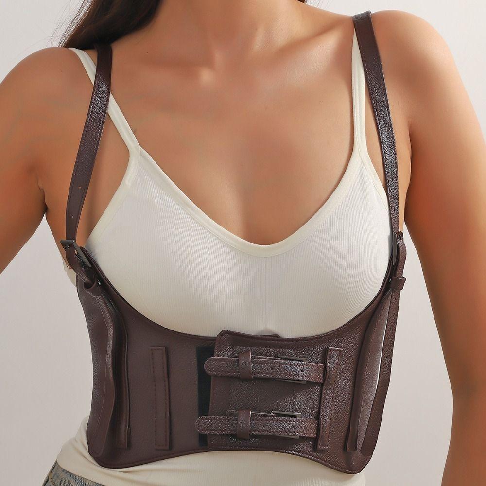 PU Leather Suspenders Elastic Cummerbunds High Waist Waist Corset Fashion Wide Belt  Ladies