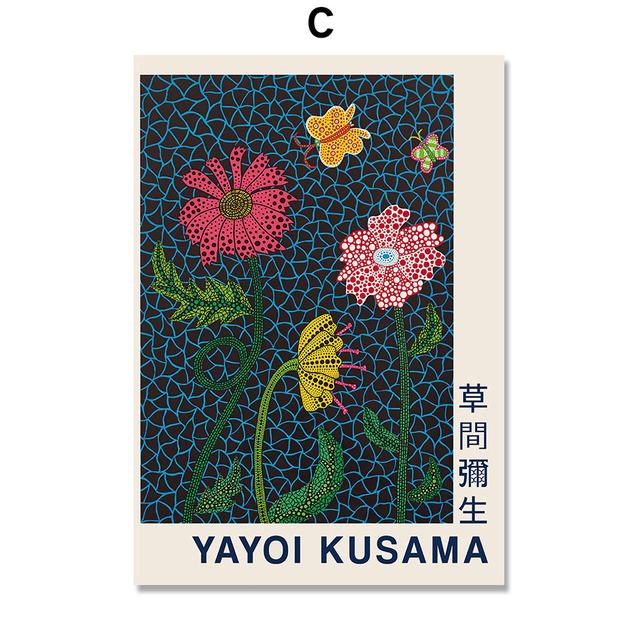 Yayoi Kusama Illustration Pumpkin Flowers Abstract Art Wall Canvas Painting Pictures For Living Room Decor Posters And Prints