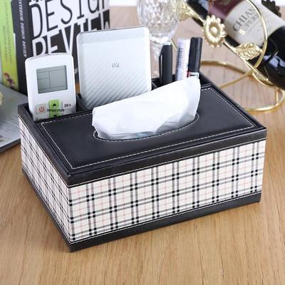 GOWKE Leather Tissue Box & Remote Organizer