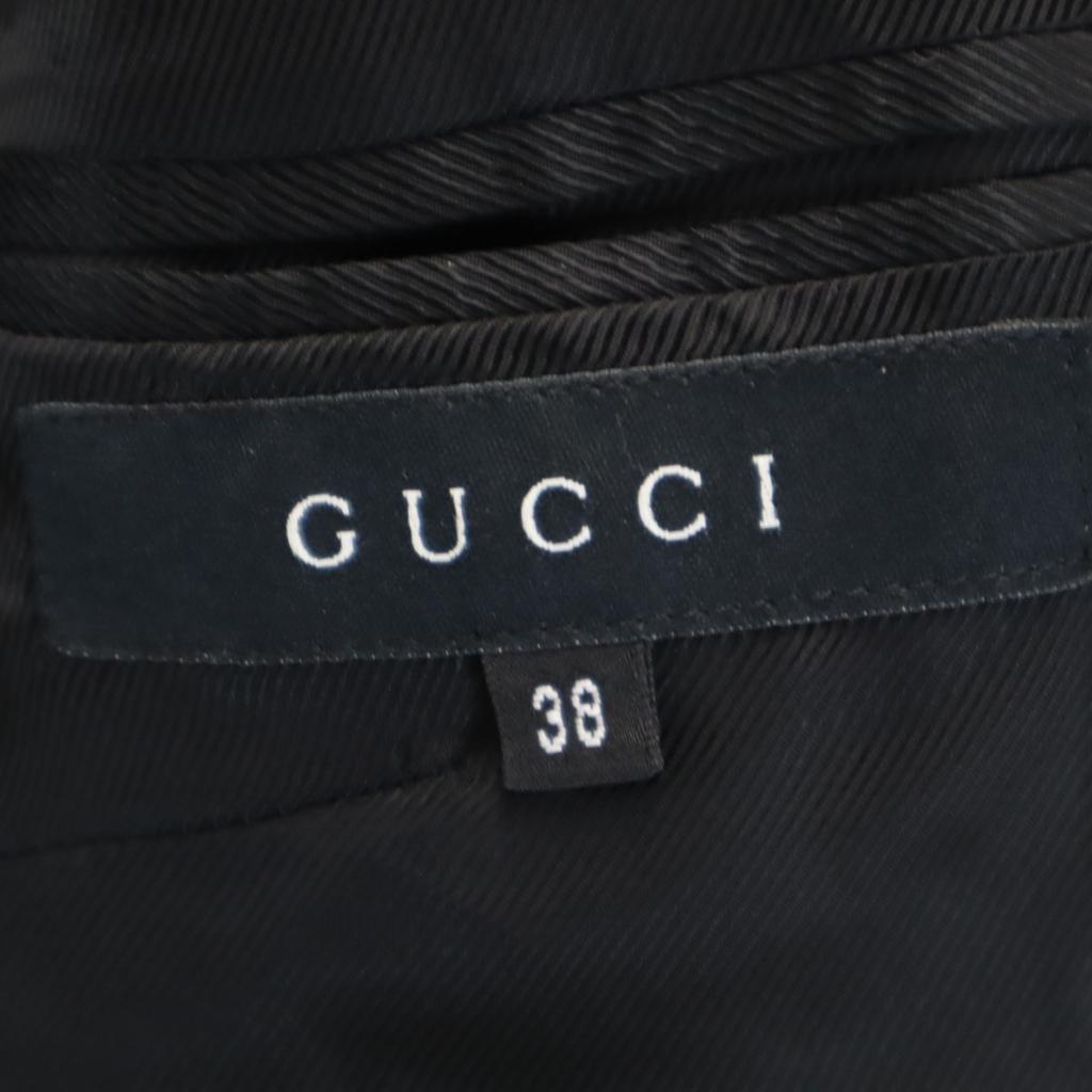 GUCCI Made in Italy Wool Blend Striped Pattern Jacket 38 black Women Used