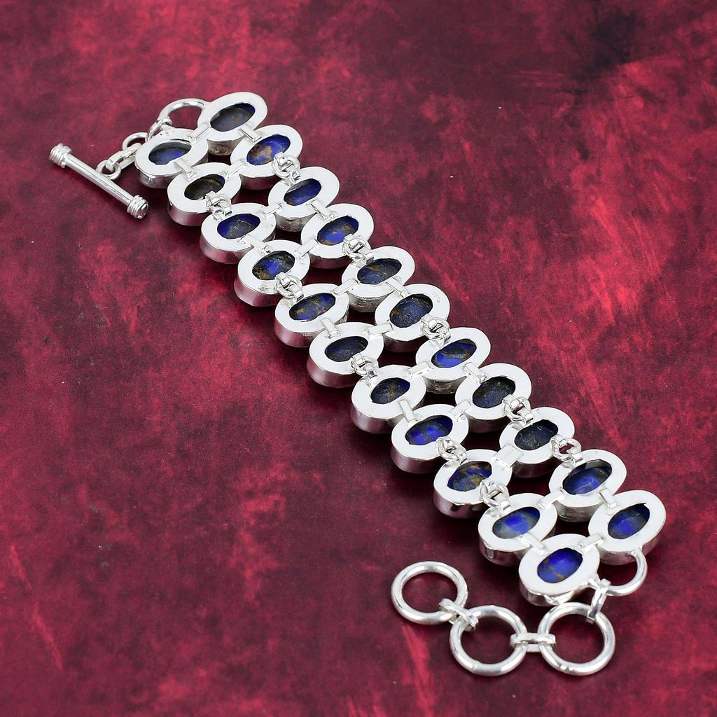 Blue Copper Turquoise Handmade Gemstone Bracelet, 925 Solid Sterling Silver Bracelet Antique Jewelry, For Engagement Gift