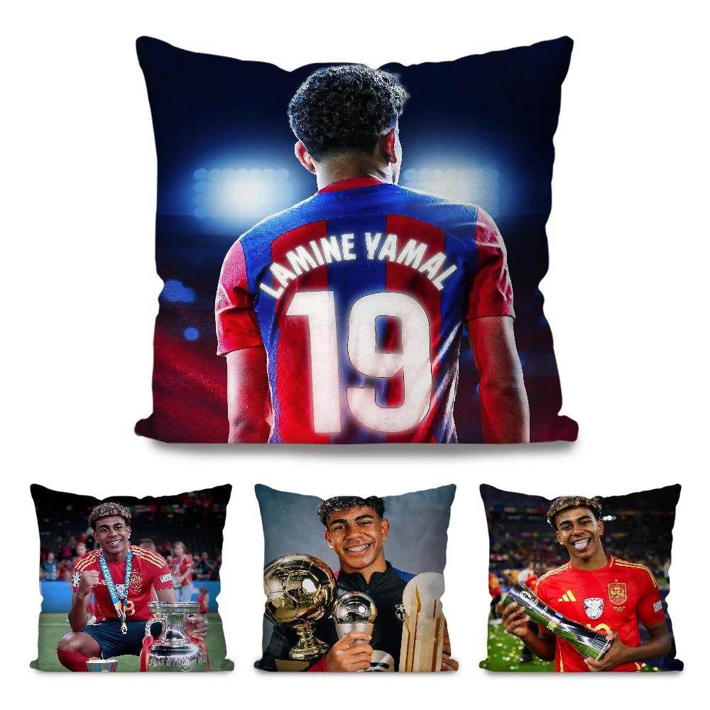 Football L-Lamine Number 19 Y-Yamal Pillow Case Square Pillow Bedroom Sofa Leisure Comfort Car Living Room Home Decoration 40X40