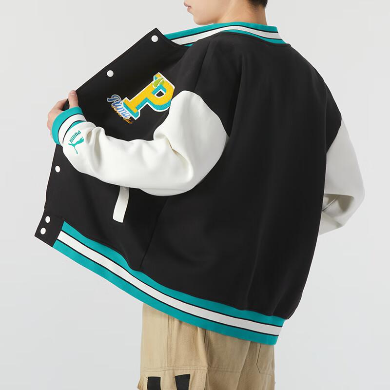 Puma Color Block Letter Pattern Casual Single-Breasted Long Sleeve Jacket Unisex Jackets Black 625797-01
