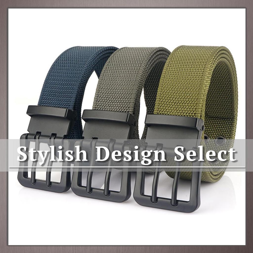 [One Limitation] Men's Wide Casual Belt with Double Pin Buckle, Adjustable, Durable Design, BP790 (Classic Camouflage)
