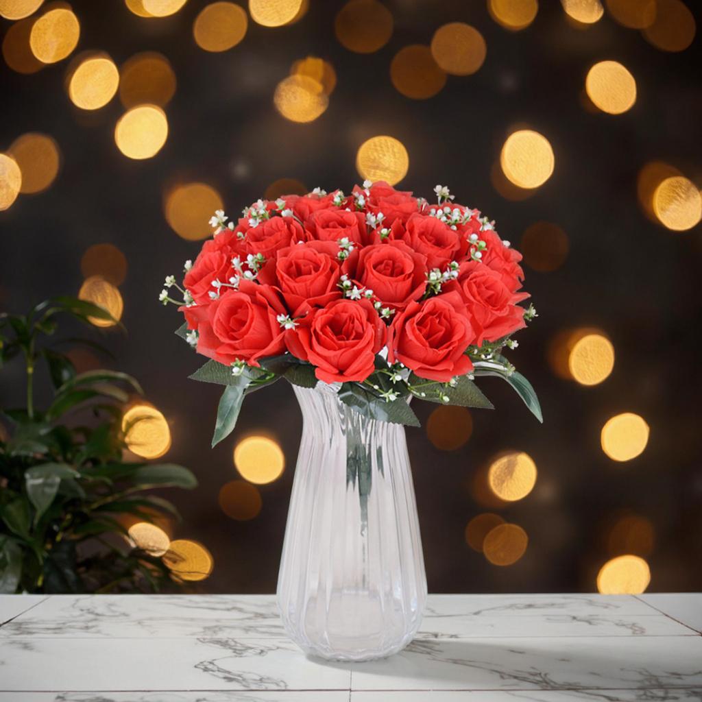 Bestseller 18-teiliges handgefertigtes weiches Seiden-Künstrosen-Bouquet Moderne langlebige Hochzeits-Heimdekoration Valentinstag Fabrik