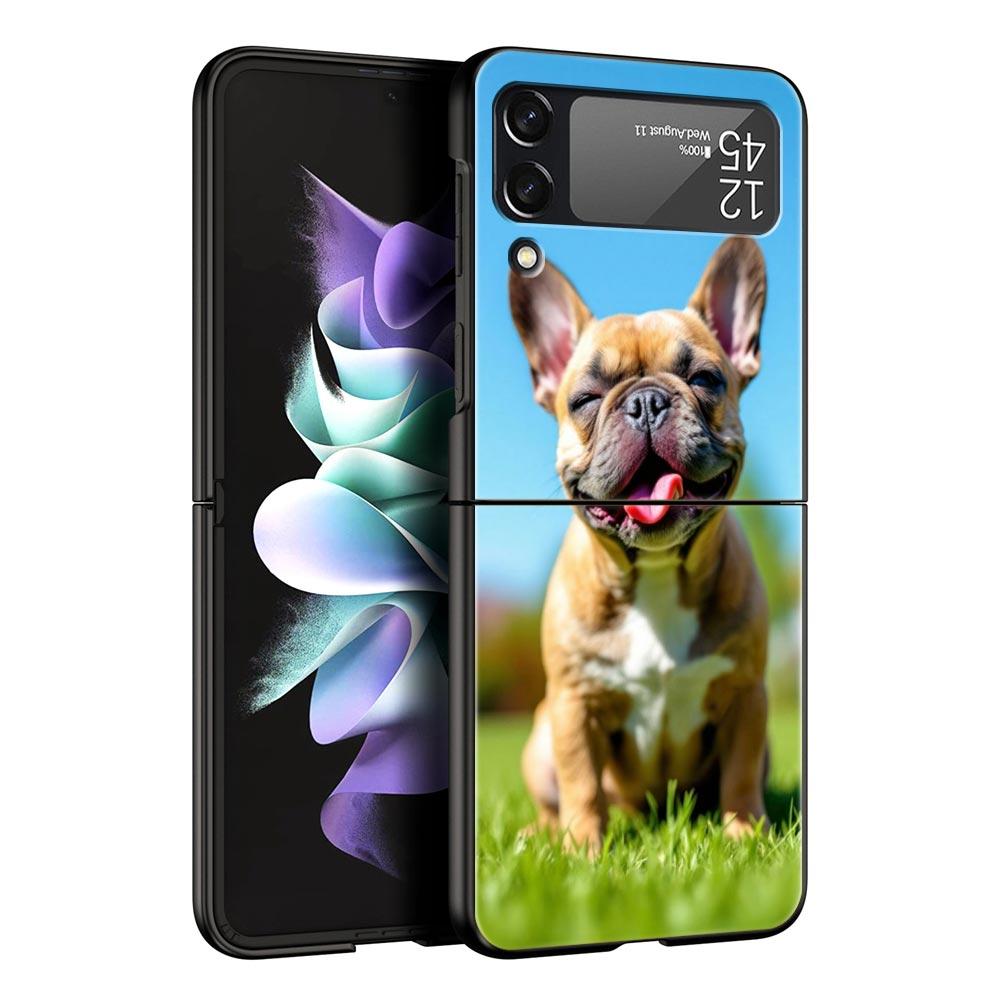 French Bulldog Dog Pet Phone Case For Samsung Galaxy Z Flip3 Flip4 Flip5 Case Shell For Z Flip 3 4 5 6 7 Hard Folding Back Cover